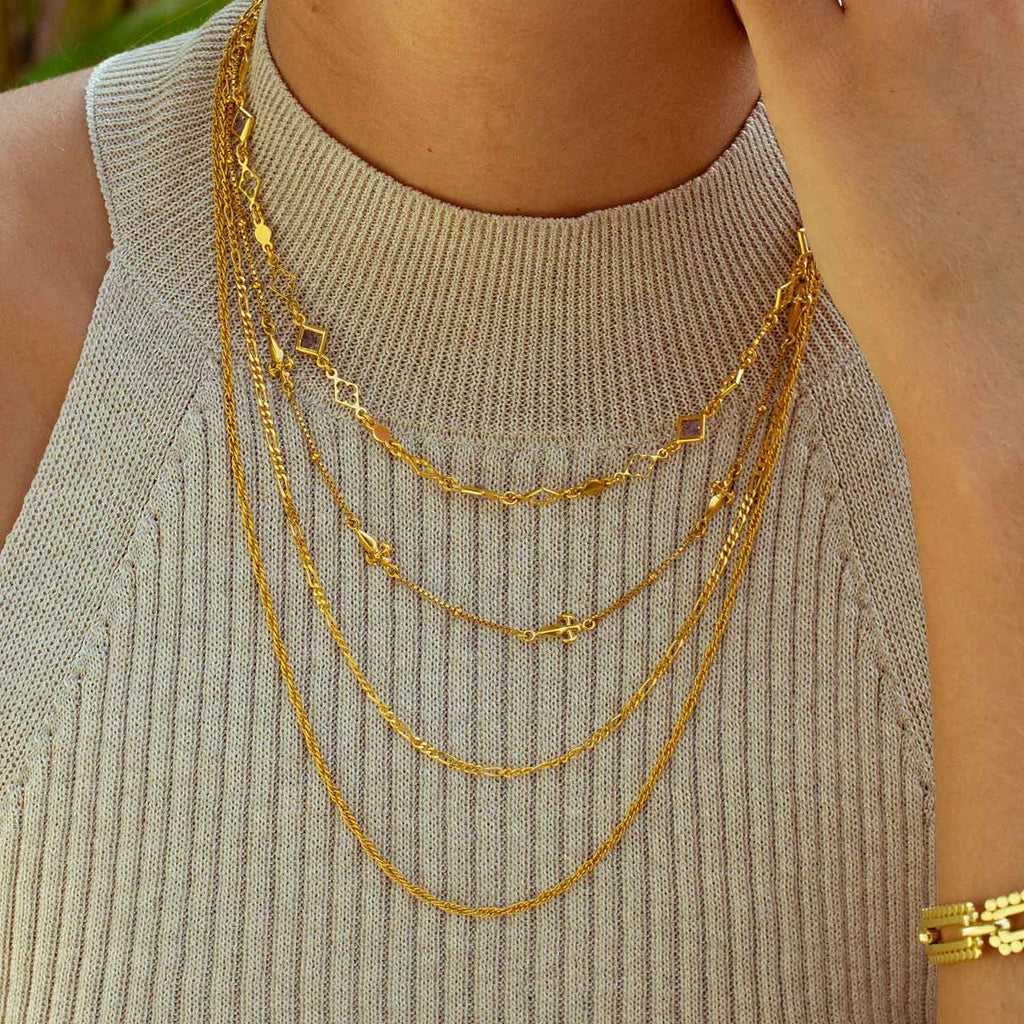 Gold vermeil layering chains by Azuni London