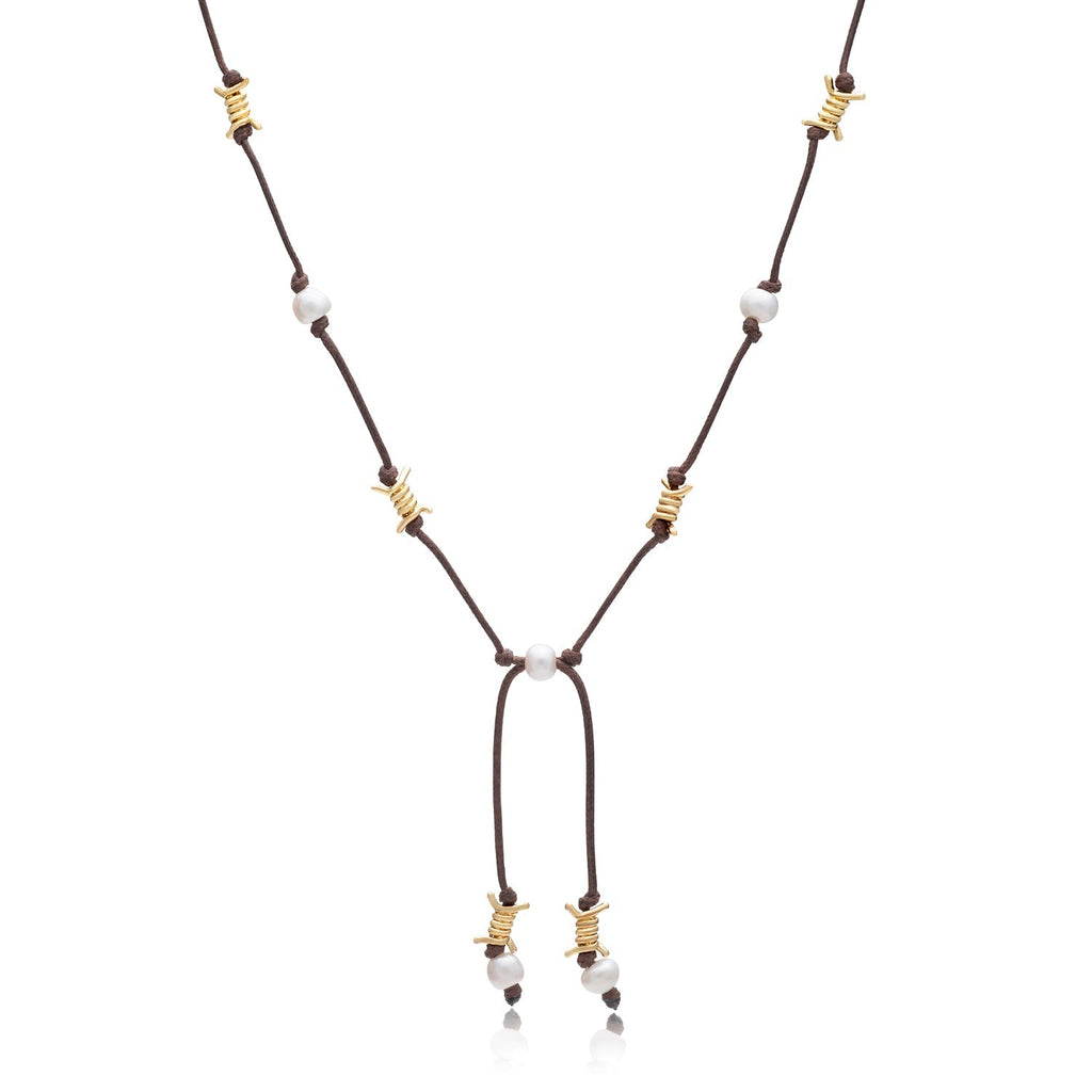 Tina Cord and Pearl Lariat| Barbed Wire Necklace