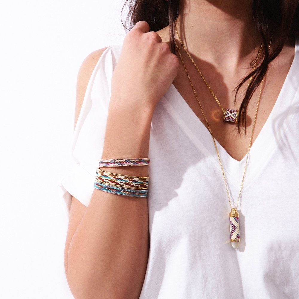 Totem Barrel Necklace in Spirit Aztec: Gold