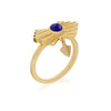 Radiating gold Aztec ring with lapis cabochon