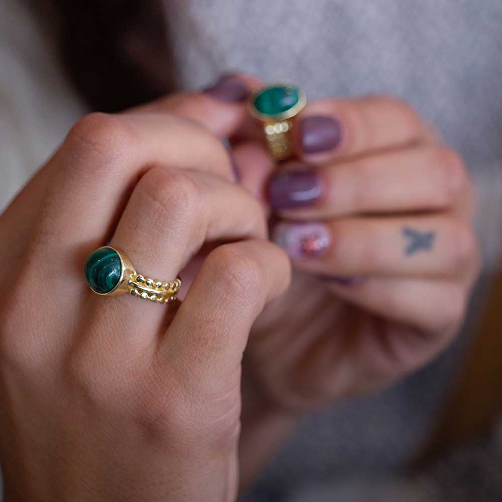 Malachite Ring Narrow By Azuni